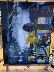 City Lights Umbrella Girl